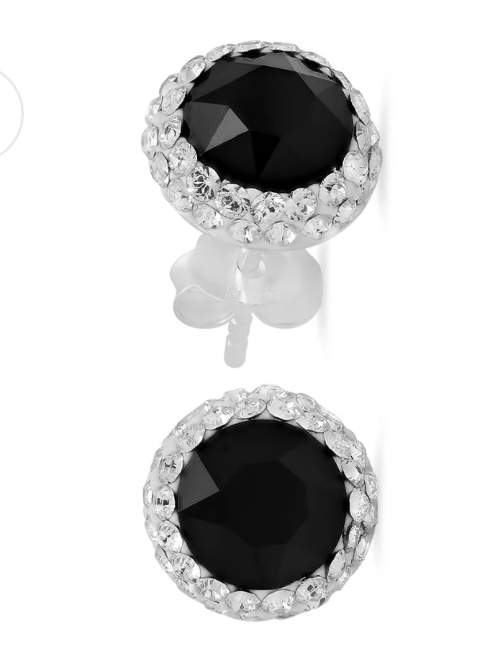 STERLING SILVER 6MM CRYSTAL HALO BLACK STUD EARRINGS by MaxColor